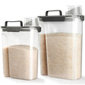 Viretec Rice Storage Container, 10 to 20lb Dry Food Airtight Dispenser, Pet Dog Cat Food Canister, BPA Free Clear Plastic Kitchen and Pantry Bin for Oatmeal, Cereal, Pasta, Flour Pack of 2 Grey - color: 10L+6L/Grey