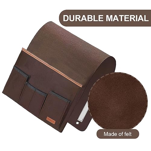 SYCOOVEN Armchair Caddy for Couch Remote Control Holder, Non-Slip Bedside Caddy Organizer Sofa Armrest Organizer for Magazine, Tablet, Phone, iPad(COLOR:brown)