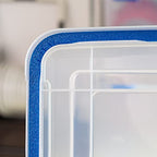 IRIS USA WeatherPro 74 Qt Storage Bins with Lids, 3 Pack, BPA-Free Plastic Gasket Box with Tight Latch and Seal, Stackable Nestable Tote Tub - Clear/Blue - size: 74 Qt. - 3 Pack