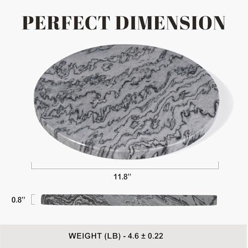 Karibiber Natural Marble Tray, 11.8in Serving Tray for Fruit, Round Decorative Vanity Dish for Jewelry&Key, Quality Storage Plate for Kitchen Coffee Table and Bathroom Desktop, Monte Grigio - color: Monte Grigio