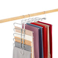 Pants Hangers Space Saving,Closet Hangers 5 Layers 2 Uses Multi Functional Pants Rack,Metal Heavy Duty Wardrobe Organizer Racks for Clothes Trousers Scarves Ties (Silver) - color: Silver