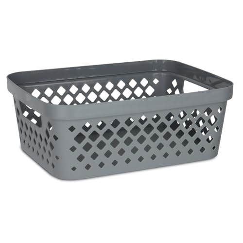 Glad Plastic Storage Basket Set, Value Pack of 6 | Open Storage Bins for Shelves, Bathroom, Pantry, Closet | Nesting Organizer Boxes with Handles, 2 Gallon, Grey - color: Grey, size: 2 Gallon