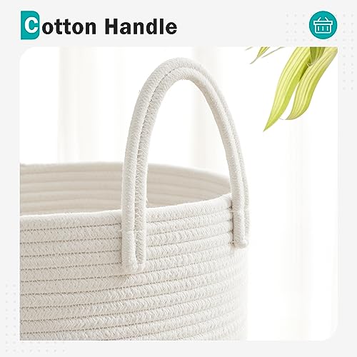 Cotton Rope Laundry Hamper by YOUDENOVA, 58L - Woven Collapsible Laundry Basket - Clothes Storage Basket for Blankets, Laundry Room Organizing, Bedroom Storage, Clothes Hamper – White - color: White, size: 58L