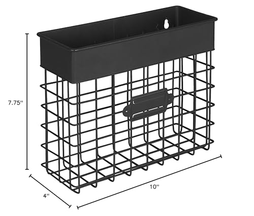 Spectrum Diversified Vintage Wall Mount Entryway or Office Bin Desk Paper Folder Document Letter Mail Sorter Step File Organizer, Small Black - color: Black, size: Small