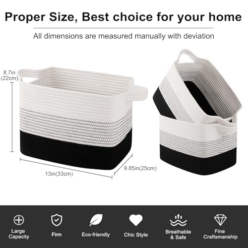 OIAHOMY Storage Basket, Woven Baskets for Storage, Cotton Rope Basket for toys,Towel Baskets for Bathroom - Pack of 3, Gradient Dark - color: Gradient Dark, size: 3 pcs-13”x9.9”x8.7”