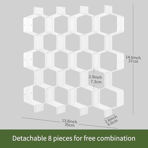 Honeycomb Separator Adjustable Drawer Organizer Divider for Underwear Belt-Scarf Socks Organizer (White(4pcs)) - color: White(4pcs)