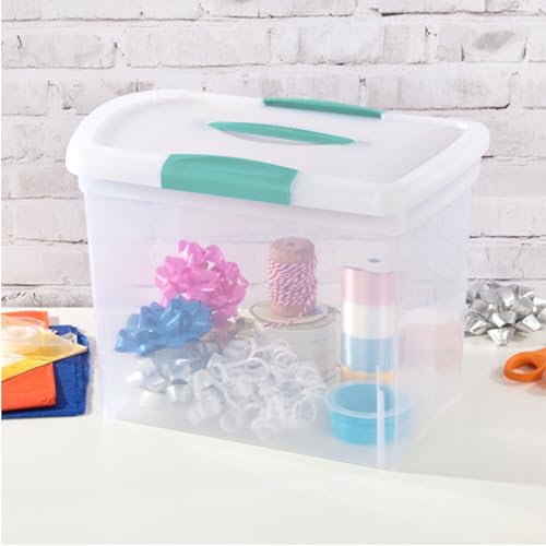 Sterilite Large Nesting ShowOffs, Stackable Small Storage Bin with Latching Lid and Handle, Plastic Container to Organize Office Files, Clear, 6-Pack - size: Large, style: 6 Pack