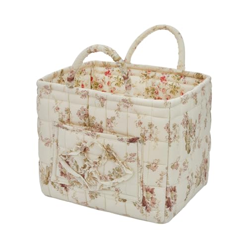 Quilted Laundry Basket with Handles, Aesthetic Collapsible Fabric Storage Basket for Clothes, Diapers & Toys - Multi-Purpose Boho Organizer Tote for Car, Home & Picnic (I) - color: I