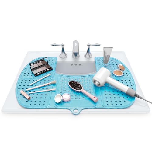 Sink Topper Bathroom Sink Cover for Counter Space & Storage Saver | RV Must Haves | Silicone Foldable Beauty Makeup Brush Cleaning Mat | Hot Tools | RV Sink Cover | Large, Pacific Blue - color: Pacific Blue, size: Large