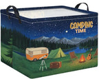 Rectangle Storage Basket with Handles,Collapsible Storage Bin,Books Box,Gift Basket(Camping) - color: Camping