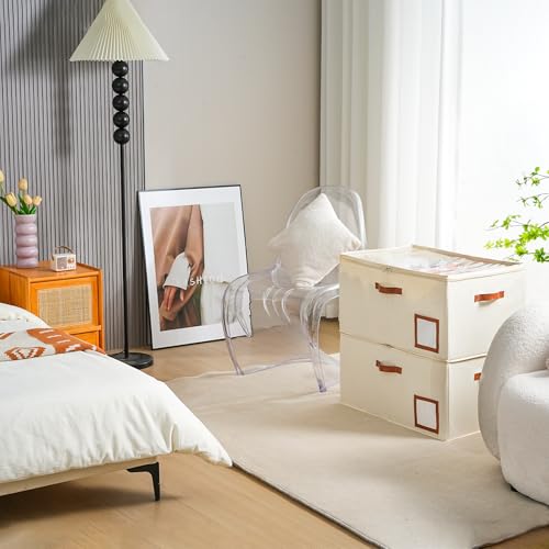 INSTY Shoe Organizer for Closet Fit 24 Pairs, Large Foldable Shoe Storage Containers Box Bin w/Adjustable Dividers and Clear Cover, Space Saving Shoe Storage Organizer Box, Beige - color: 1 Pack Beige Large