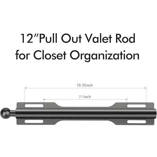 FIRJOY 12" Valet Rod for Closet Pull Out (1 Pack, Black) - color: Black, size: 1 Pack