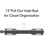 FIRJOY 12" Valet Rod for Closet Pull Out (1 Pack, Black) - color: Black, size: 1 Pack
