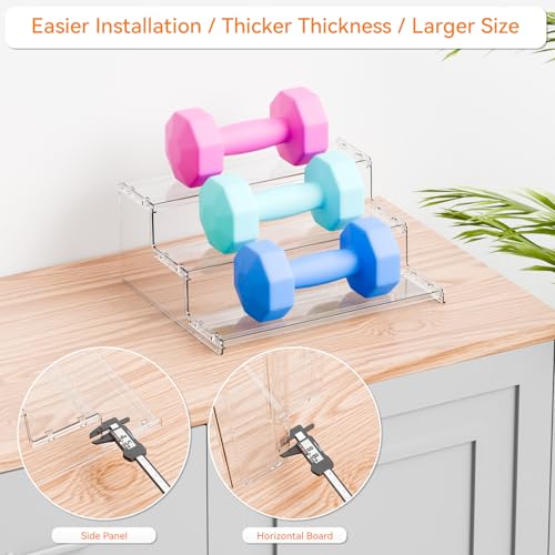 Yieach 2 Pack Tiered Spice Rack Organizer for Cabinet,Pantry,3 Tier Clear Acrylic Spice Rack Organizer & Holder,Step Shelves for Vitamin,Medicine Bottle,Jar,Can,Condiment Organizer and Seasoning Shelf