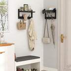 Evermagin 29" Coat Rack Wall Mount with Shelf, 4 in 1 Coat and Key Hanger with 11 Metal Hooks, Entryway Wall Mounted Shelf with Mail Holder for Living Room, Bedroom, Black - color: Black, size: 29 inch