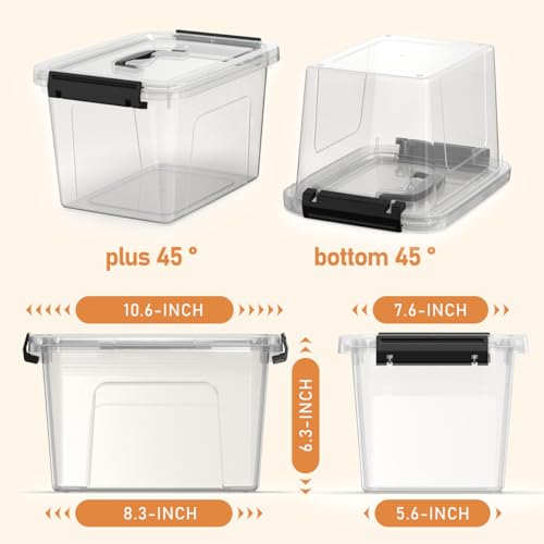 4 Pack Plastic Storage Bins with Lids and Handle, Clear Plastic Latching Box for Storage, Stackable Storage Containers for Organizing, 5 Quart - color: Clear, size: 4 Pack