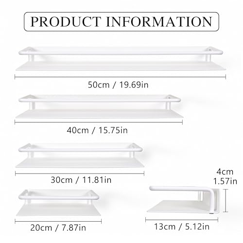 RFOUO Metal Wall Shelf, Metal Floating Shelf, Black Floating Shelf, Small Shelf for Wall, Display Shelves for Bathroom Bedroom Kitchen (White, 12Inch) - color: White, size: 12Inch