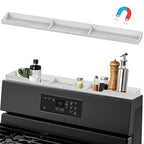 AWOKE Stove Top Shelf 30 Inch - Silicone Material Magnetic Shelf for The Stove - 3 Functional Partitions Kitchen Spice Rack Organizer - White - color: White