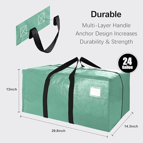 VELVETSURE 12 Pack Heavy Duty Large Moving Bags W/Backpack Straps - Strong Handles & Zippers, Storage Totes For Space Saving, Fold Flat, Alternative to Moving Box and Storage Bin, Teal - color: Teal, size: 24 Gal - 12 Pack