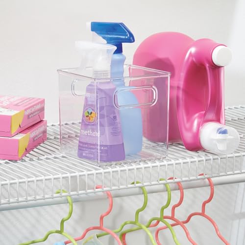 iDesign Storage Bin with Handles - Cube Organizer Bin for Pantry, Set of 4, Clear, Made in USA - style: Pack of 4