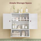 TEENFON Bathroom Wall Cabinet, Over The Toilet Space Saver Storage with Barn Doors & Adjustable Shelf, Hanging Medicine Cabinet, White 7.1" D x 15.4" W x 19.3" H - color: White