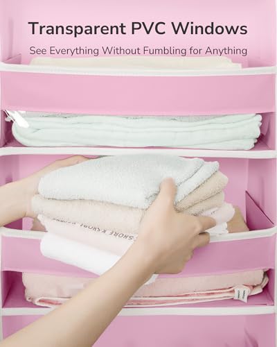 ULG Over The Door Organizer with 6 Large Pockets 12 Side Pockets, 50lbs Weight Capacity Door Hanging Storage Organizer for Bedroom, Bathroom, Pantry, Nursery Storage, Pink - color: Pink, size: 1 Pack