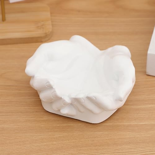 Sculpture Key Tray – storage plate, entry dish | elegant hand statue catchall tray, decorative organizer for rings, earrings, car keys, foyer setup, and bedroom nightstand accessory placement - color: White