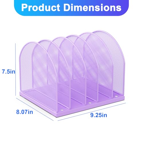 gianotter Desktop File Organizer, Desk Organizer with 5 Compartments, Paper Organizer for Desk, Workspace Organizers for Office Supplies (Purple, Upright Style) - color: Purple, size: Upright Style