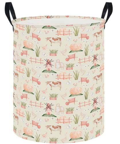 CLOCOR Large Laundry Basket,Waterproof Nursery Hamper,Collapsible Fabric Storage Container,Room Decor,Gift Basket（Farm - color: Farm