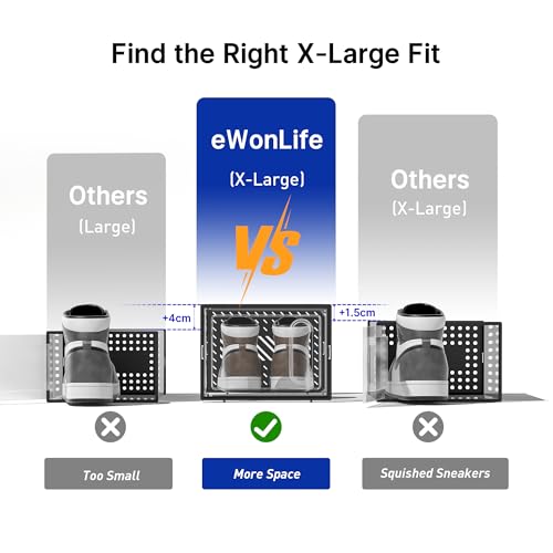 eWonLife Large Shoe Organizer Storage Box with Magnetic Door,12 Pack Clear Plastic Stackable Sneaker Containers for Closet, Connect Left and Right Shoe Box for Entryway, Drop Front, Under Bed (Grey) - color: Grey