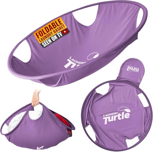 Laundry Turtle Collapsible Laundry Basket | Foldable Laundry Hamper & Collapsible Laundry Baskets | Portable Laundry Grabber for Dirty Clothes (Lavender, Small) - color: Lavender, size: Small
