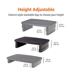Amazon Basics Height Adjustable Monitor Stand Riser with Storage Organizer, Multifunctional Desk Accessories for Reduced Neck Strain - Fits Monitors, Laptops Up to 22lbs, Black