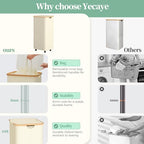 Yecaye 100L Large Capacity Laundry Hamper – Foldable Rolling Laundry Basket, Mobile Clothes Hamper with Wheels, Removable Inner Bag, Bamboo Handle Lid Laundry Bin – Multi-Use Storage,Beige - color: beige