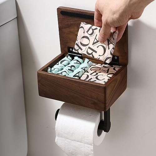 Day Moon Designs Toilet Paper Holder with Shelf - Flushable Wipes Dispenser & Storage Fits Any Bathroom, Keep Your Wet Wipes Hidden - Wooden Wall Mount Bathroom Organizer - Small, Dark Wood - color: Polished Chrome, size: 2 Pack - Wall Mount - Classic