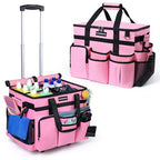 Extra Large Rolling Cleaning Caddy Bag with Wheels, Cleaning Baskets Bags with Detachable Trolley For Housekeepers , Water Resistant Cleaner Supplies Organizer with Wheels for Kitchen, Car