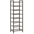 usikey 8 Tiers Narrow Shoe Rack 16-24 Pairs, Sturdy Metal Tall Shoe Rack with 4 Hooks, Slim Shoe Storage Organizer with Metal Shelf, Space Saving Vertical Shoe Shelf for Entryway BronzeUNYXJX016A - color: 8 Tier ( 17.9 X 11 X 55.5 Inches)-bronze