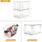 6 Pack Stackable Acrylic Storage Drawers – Clear Plastic Organizer Bins, Easy to Assemble, Suitable for Bathroom, Undersink, Kitchen, Pantry, Makeup, Medicine Organization - size: 6Pack 7"H
