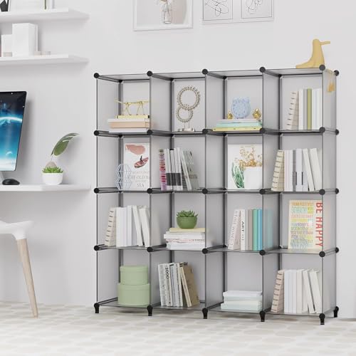 HOMIDEC Closet Organizers and Storage, 16 Cube Storage Organizer, Portable Closet Organizer Cubes Shelves for Clothes, Bedroom, Wardrobe, Kids Room, Bathroom, Grey - color: Grey, size: X-Large