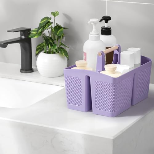 rejomiik Portable Shower Caddy Basket Plastic Cleaning Caddy Organizer Storage Tote with Handle for Bathroom, College, Dorm Room Essentials, Purple - color: Purple