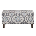 HomePop Large Upholstered Rectangular Storage Ottoman Bench with Hinged Lid, Slate Damask - color: Slate Damask