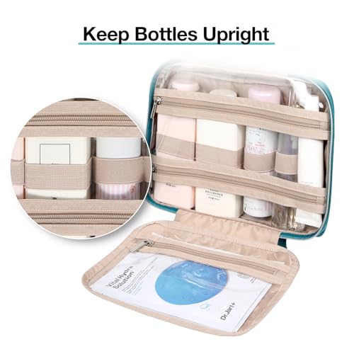 BAGSMART Toiletry Bag Hanging Travel Makeup Organizer with TSA Approved Transparent Cosmetic Bag Makeup Bag for Full Sized Toiletries, Large-Blue - color: Blue, size: Large
