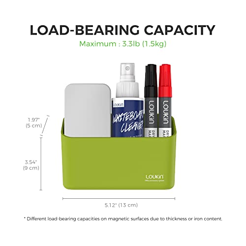loukin Magnetic Marker Holder, Dry Erase Marker Holder, Remote Control Holder, Magnetic Storage Organizer for Whiteboard or Refrigerators (Green) - color: Green