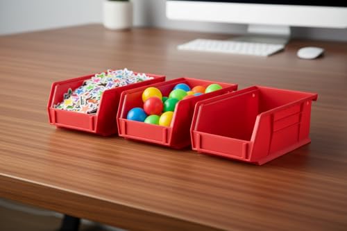 Hudson Exchange 7-1/2" x 4" x 3" (12 Pack) Plastic Stackable Storage Bin and Hanging Container, Red - color: Red, size: 12 Pack