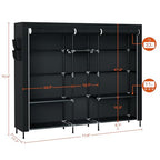 CASAMAYA Portable Closet, 77.6 Inch Extra Large Capacity Wardrobe Closet with Cover, Clothes Storage Organizer with Shelves and 3 Hanging Rods, Easy to Assembly, Black PCT223B01 - size: 77.6"L x 17.7"W x 70.9"H