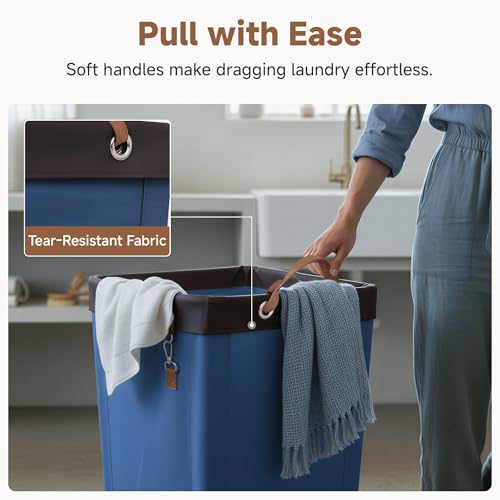 StorageWorks 160L Laundry Basket with Wheels, Large Rolling Hampers for Clothing Organizer, Dirty Clothes Basket for Hotel, Home, Closet, Dorm, Blue - color: Blue, size: 160L