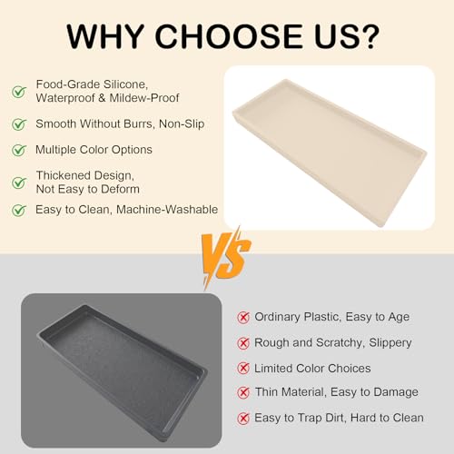 Bathroom Vanity Tray, 7.8 x 3.9 Inch Silicone Bathroom Tray Countertop, Non-Slip Decorative Tray for Bathroom, Kitchen, Toilet to Organize Perfume, Jewelry, Soap, Waterproof, Beige - color: Beige, size: 7.8x3.9