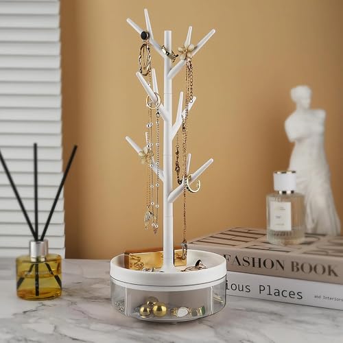 1Pc Branch Jewelry Box, Rotating Rack, Jewelry Storage Box - color: pink
