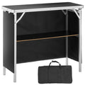 VEVOR Folding Portable Bar Table, Tradeshow Podium Table for Indoor, Outdoor, Party, Picnic, Exhibition, Includes Carrying Case, Storage Shelf and Black Skirt, 38.39" x 15.16" x 34.25" - size: 38.39 INCH