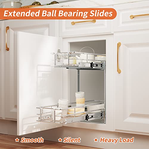 ROOMTEC Individual Pull Out Cabinet Organizer (5½"W x 21½"D), 2 Tier Spice Rack Organizer for Cabinet, Slide Out Drawer Pantry Shelf Organization and Storage for Kitchen Bathroom - color: 2 Tier, size: 5½"W x 21½"D