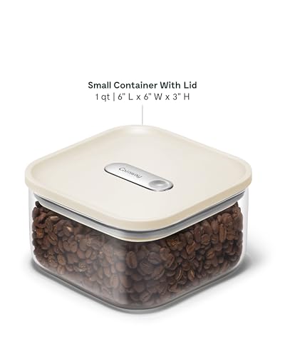 Caraway 1qt Glass Airtight Food Storage Container with Lid – Non-Toxic, BPA-Free Kitchen Storage Container – Stackable, Space-Saving Airtight Container for Dry Goods and More - Cream - color: Cream, size: 1qt Container